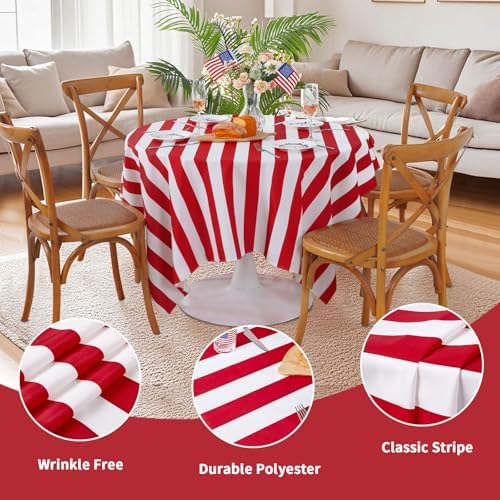 Fanqisi 2 Packs Red and White Striped Tablecloth 57 x 120 Inch Rectangle Waterproof Table Cloth for Birthday Picnic Summer Outdoor Themed Party Table Decoration - Image 5