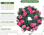 Spring Wreaths for Front Door 21 Inch – Valentine’s Day Pink Peony Artificial Wreath, Spring Summer Floral Wreath for Porch, Wall, Window Decor - Image 4
