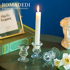 Romadedi Glass Taper Candle Holders, Clear, Pack of 20 - Image 2