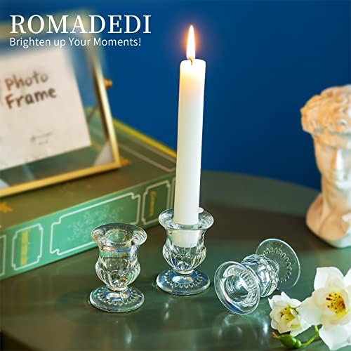 Romadedi Glass Taper Candle Holders, Clear, Pack of 20 - Image 2