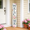 Welcome Sign for Front Porch, 47" Wood Framed Porch Sign Hydrangea Flower Decorations with Hanging Rope, Farmhouse Yard Signs Home Decor for Outdoor Patio by CPCDACSK
