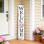 Welcome Sign for Front Porch, 47" Wood Framed Porch Sign Hydrangea Flower Decorations with Hanging Rope, Farmhouse Yard Signs Home Decor for Outdoor Patio by CPCDACSK