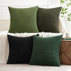 MIULEE Soft Corduroy Decorative Throw Pillow Covers Neutral Green 18x18 - Image 4