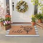 Tinideya 2 Pcs Farmhouse Hello Layered Welcome Mat for Front Door - Image 3