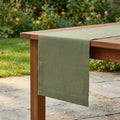 Solino Home 100% Pure Linen Table Runner Oil Green Long, Fete 14 x 132 in by SolinoHome