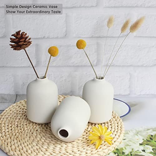 YANLING Small White Vase for Decor, 6 Pack Ceramic Vases for Pampas Grass - Image 5