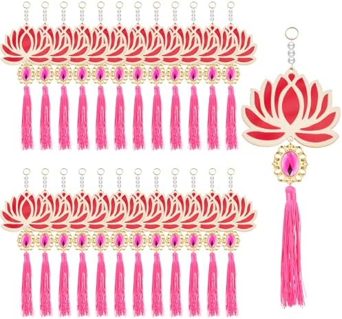 AceOrbit 24 Pcs Rose Red Lotus Diwali Hanging Decorations for Home by Unknown