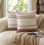 Cethom Boho Throw Pillow Covers 20x20 Inch Set of 2, Brown Textured Decorative Couch Pillow Cases for Farmhouse Home Decor, Accent Cushion Cover for Sofa, Bed, Living Room, Bedroom - Image 2