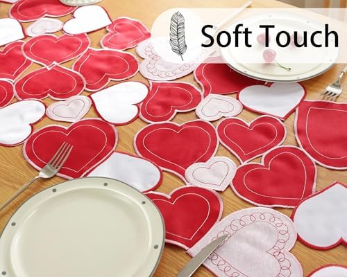 Valentines Day Decorations Table Runner Embroidered Red Pink Love Heart 86 Inches Long for Birthday, Wedding Anniversary, Marriage Proposals, Engagements, Romantic Events - Image 5
