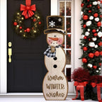 Christmas Snowman Wooden Porch Sign Decor,42 Inch,Rustic - Image 3