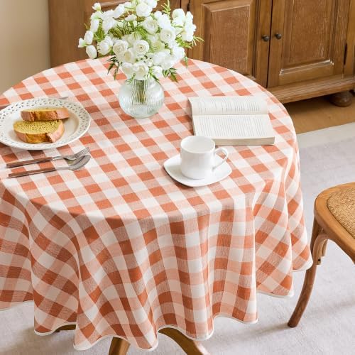 Fall Gingham Tablecloth Round 60" - Image 4