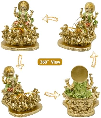 alikiki Hindu God Lord Surya Statue - India Home Temple Mandir Puja Idol Pooja Item Indian Diwali Decor Murti Staue Religious Meditation Yoga Room Altar Decoration Handicraft Figurine - Image 2