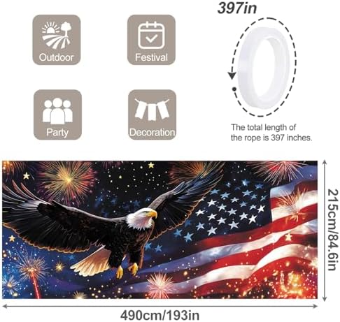 7x16FT Independence Day Garage Door Banner Eagle American Flag Garage Door Cover Decoration for Patriots Party (Eagle Flag, 7 * 16) - Image 4