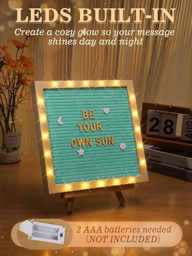 10"×10" Felt Letter Board with LED Lights & Stand, First Day of School Sign - Image 5