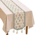 ISAENNE Designer Vintage Linen Long Table Runner,102"x12"-Serenity B by Isaennehomedecoration
