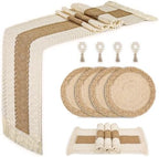 Placemats Set of 4 w/Charger Plates Table Mats Table Runner & Napkin Rings by Zology