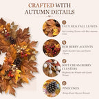 26 Inch Fall Wreaths for Front Door, Maple Leaf Wreath - Image 3