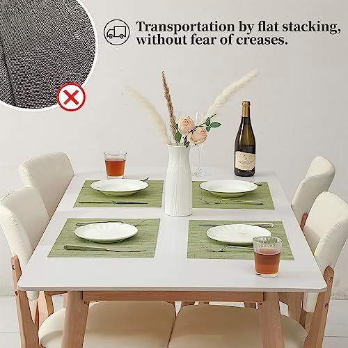 Leetaltree Pea Green Placemats Set of 12 - Heat Resistant Non-Slip Place mats for Dining Table, Washable Durable PVC Vinyl Woven Table Mats（Pea Green, 12） - Image 6