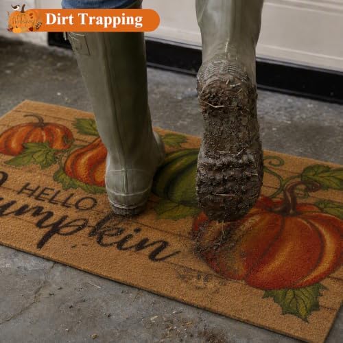 U'Artlines Fall Hello Pumpkin Low Pile Front Door Mat 24"x36" - Image 2