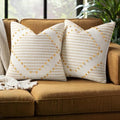 Mecatny Boho Outdoor Throw Pillow Covers 18x18 Set of 2 Yellow & White by Mecatny