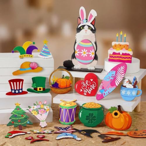 Magnetic Wooden Tabletop Animal Decor Interchangeable Holiday (S) - Image 5