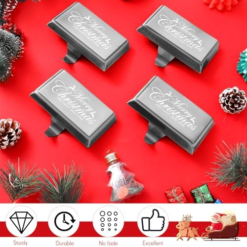 Yaocom 4 Pcs Christmas Stocking Holders Metal Fireplace Hooks,Silver - Image 3
