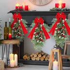 2 PCS 24" Artificial Christmas Teardrop Swag Pine Needles Teardrop Door Swag Christmas Norfolk Teardrop Wreath with Pinecone Berry for Front Door Xmas Mantle Wall Fireplace Indoor Outdoor Home Decor - Image 5