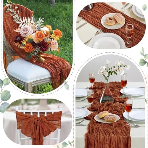 AGIRL 12 Pack Terracotta Cheesecloth Table Runner 10FT Fall Boho Home Decor - Image 4