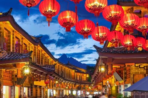 BELECO 15x10ft Fabric Traditional Chinese Town Backdrop Historic Town Street Night View Red Lanterns Holiday Background China Spring Festival New Year Party Decorations Banner Photoshoot Studio Props - Image 5