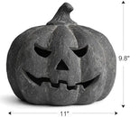 Halloween Decor - Black Handmade Terracotta Jack O Lantern Pumpkin - Image 2