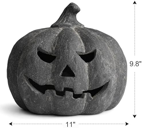 Halloween Decor - Black Handmade Terracotta Jack O Lantern Pumpkin - Image 2