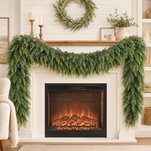 9ft Real Touch Artificial Christmas Cedar Garland for Mantle by Unknown