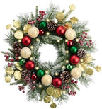 Valery Madelyn 20" Pre-Lit Christmas Wreath for Front Door with Light by ValeryMadelyn