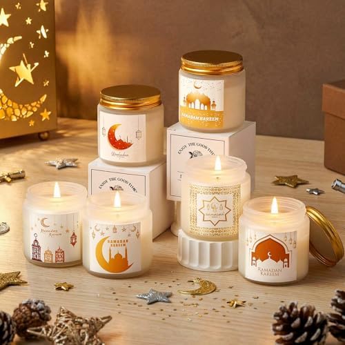 Lyrow 12 Pcs Ramadan Gifts for Women Men Ramadan Mubarak Candles 3.5 oz Scented Soy Wax Candle Islamic Muslim Candles Islamic Party Favors Gifts for Home Muslim Islam Festival Decor (White Gold) - Image 2