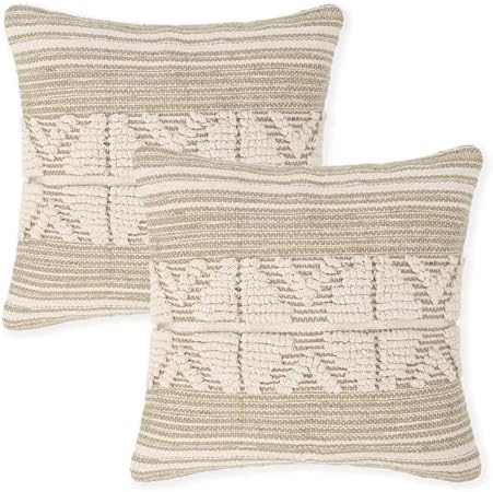 · REDEARTH · Boho Handwoven Throw Pillow Cases - Rustic Elegance Natural by REDEARTH