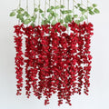 mizii 6Pcs Red Wisteria Hanging Flowers 48" Silk Wisteria Artificial Flowers Garland Vines Fake Hanging Flowers Decoration for Wedding Flower Wall Backdrop Centerpieces Room Decor (Red) by Mizii