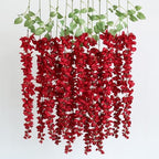 mizii 6Pcs Red Wisteria Hanging Flowers 48" Silk Wisteria Artificial Flowers Garland Vines Fake Hanging Flowers Decoration for Wedding Flower Wall Backdrop Centerpieces Room Decor (Red) by Mizii
