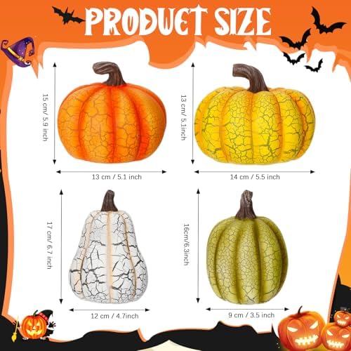 Wesiti 4 Pcs Fall Resin Pumpkin Figurine Large Tabletop Decor - Image 2