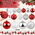 2 Pcs 15 ft Christmas Ball Ornament Garland, Red, White, Silver - Image 2