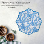 CPC Blue Sapphire Block Print Cotton Floral Placemat 15x15 Inch, Set of 4 - Image 5