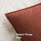 MIULEE Pack of 2 Fall Rust Euro Shams Chenille Pillow Covers 24x24 Inch - Image 6