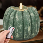 Fall Decorations for Home - Flickering Flameless Wax Pumpkin LED Candle by moredots