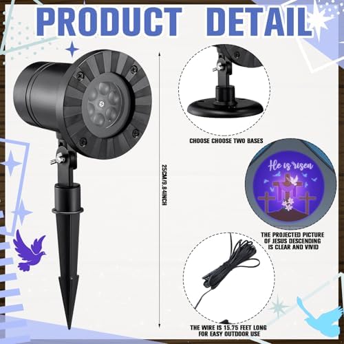 Rossesay Easter He is Risen Outdoor Projector Christian Themed Holy Week Scene Vivid Holiday Projector Decorations for Garage Yard Garden Porch Door Wall Decor Party Gifts - Image 2