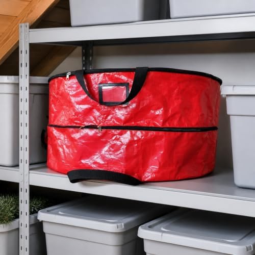 Sturdy Wreath Storage Bag with Handles | Easy to Label Clear openings, Cylindrical Wreath Storage Bag, Structured Shape, 36inch 90x38cm - Image 2