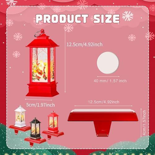 Ceenna 6 Sets Christmas Stocking Holders for Mantle with LED Light Xmas Stocking Fireplace Hooks Hanger Christmas Decoration for Fireplace Mantle - Image 2