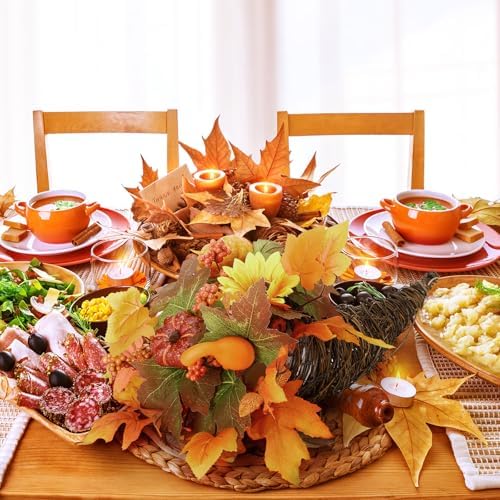 Knitgrip Thanksgiving Fall Table Harvest Cornucopia Centerpiece, Orange - Image 5