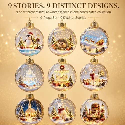 Glowing Christmas Story Ornaments, 9-Piece Light Up Mini Scene Set (Set E) - Image 2