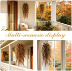 dallisten 4Pcs Autumn Fake Hanging Fern Plants for Outdoors, UV Resistant Artificial Ferns Fall Vines Faux Trailing Plants for Indoor Wall Porch Home Thanksgiving Halloween Decor(YellowGreen Leaves) - Image 2
