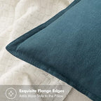 MIULEE Decorative Linen Euro Sham Pillow Covers 22x22 Inch Blue - Image 2