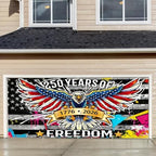 16x7FT 250 Years of Freedom Garage Door Banner, Amer-ica Eagle Patriotic Design 1776–2026, Extra Large Outdoor Garage Door Cover for Independence Day Decor by THISFIND